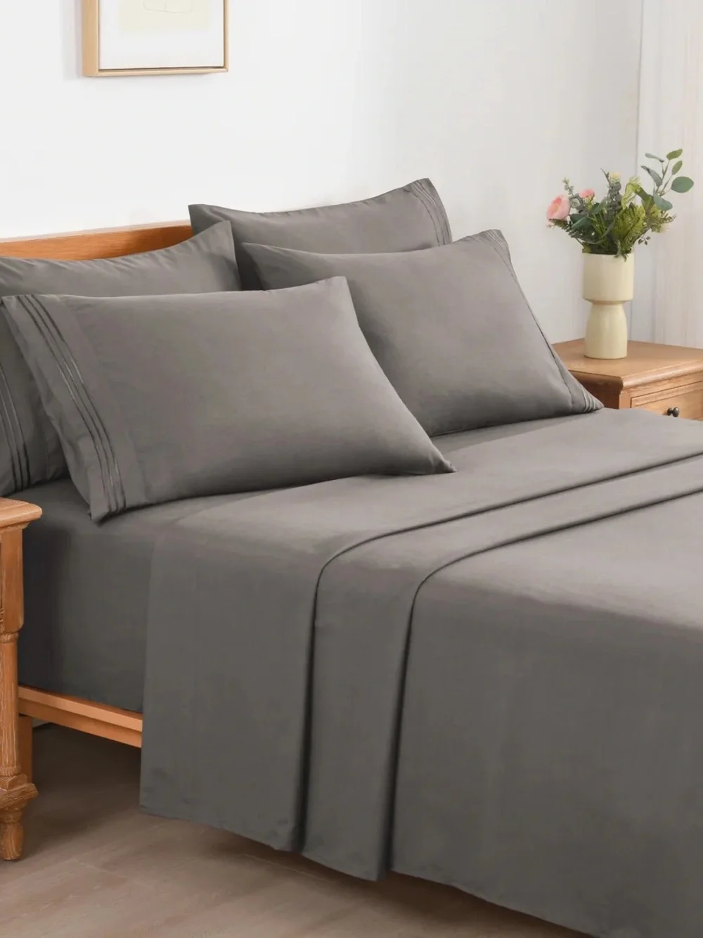 Gray Queen 6 piece sheet set